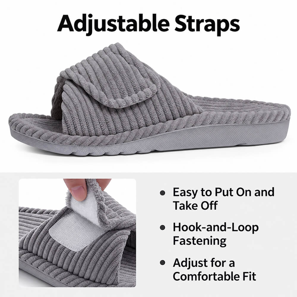 Arch Support Slippers Women Corduroy Velvet Lined Non Slip Winter