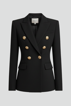 Women double breasted blazer with gold-tone button details tailored structured fit