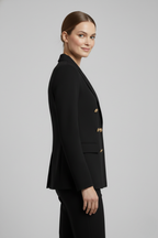 Women double breasted blazer with gold-tone button details tailored structured fit