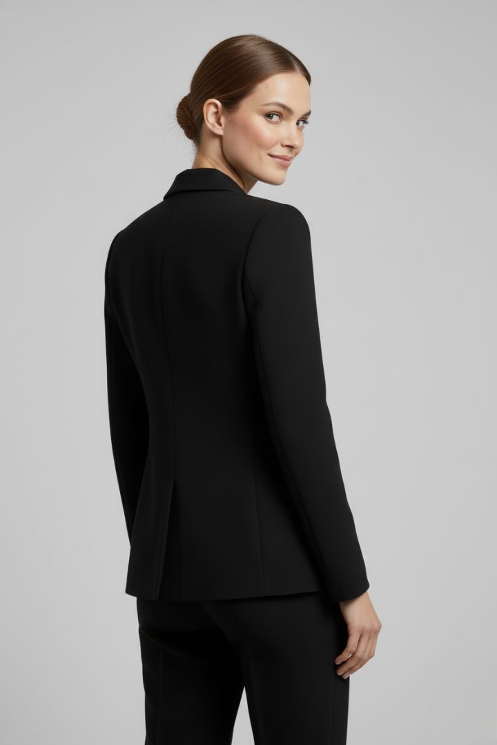 Women double breasted blazer with gold-tone button details tailored structured fit