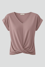 Women's blouse with V-neckline and short sleeves, relaxed fit, available in multiple colours