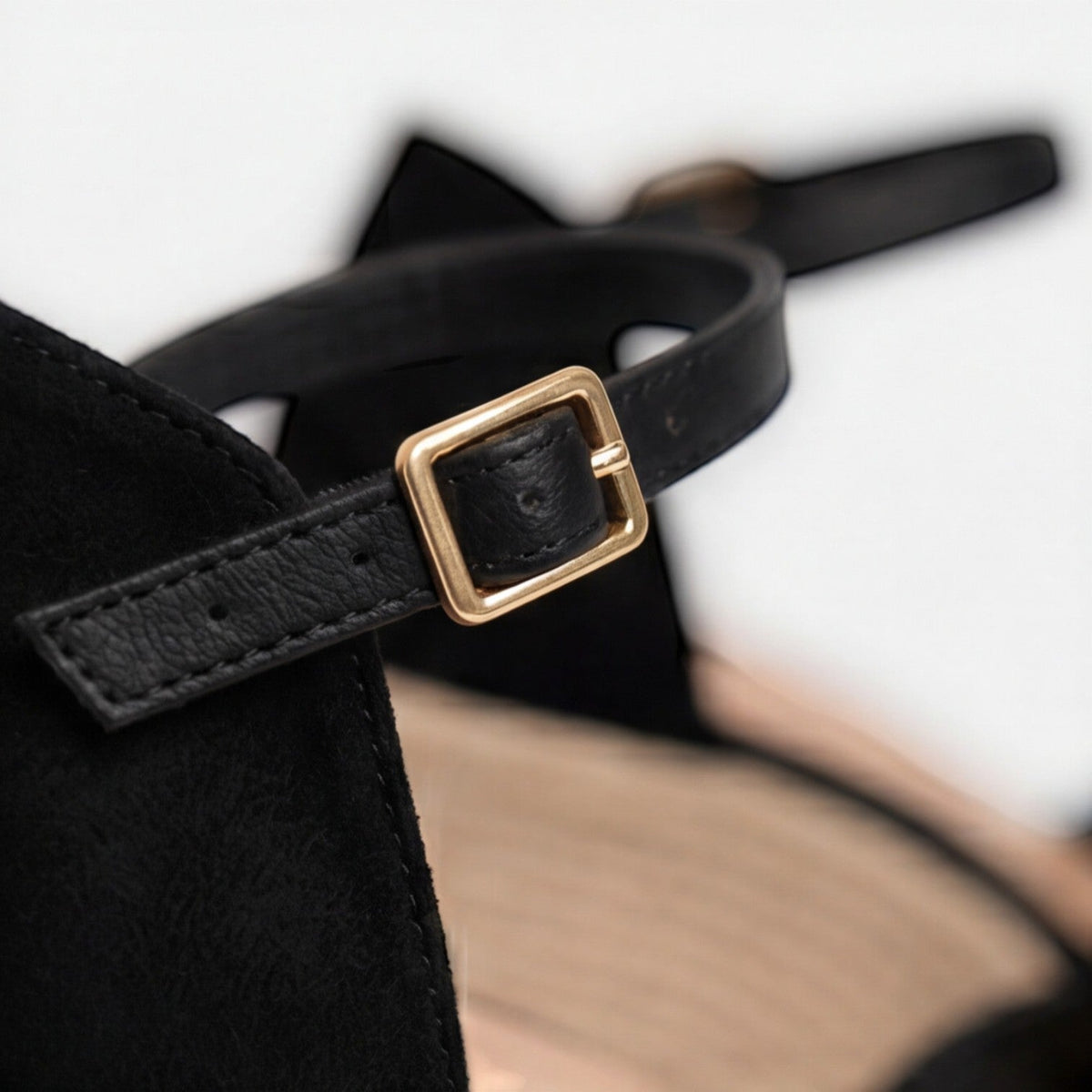 Womens Wedge Sandals Closed Toe Ankle Strap Comfortable Black