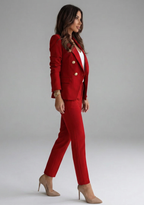 Women's double-breasted blazer set with tailored trousers, office wear, available in multiple colours