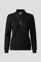 Women cable knit jumper with zip neck and raised texture long sleeves