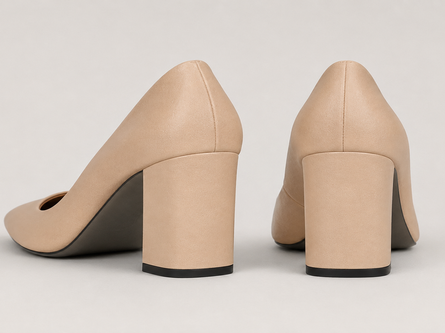 Women leather pumps pointed toe block heel slip on design