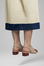 Women's block heel sandals in leather with adjustable buckle and open toe