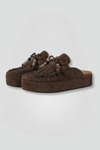 Women platform sandals round toe slip-on with leather lining and rubber outsole