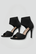 Women leather sandals stiletto heel slip-on open toe design