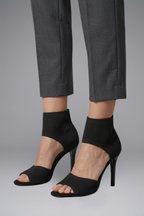 Women leather sandals stiletto heel slip-on open toe design
