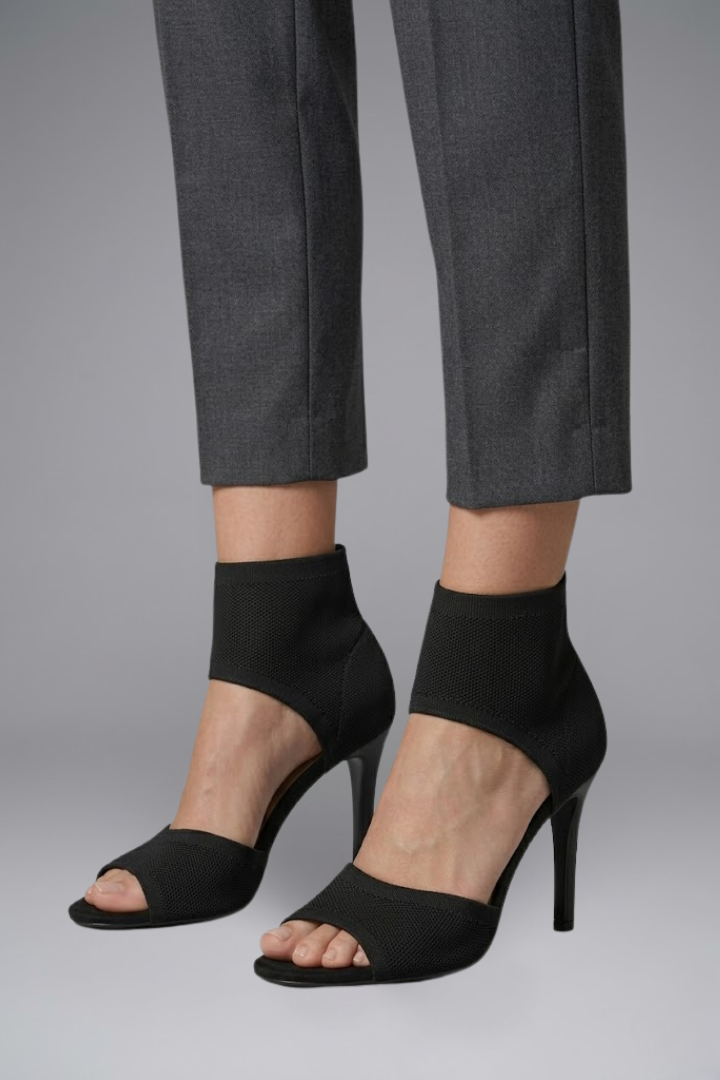 Women leather sandals stiletto heel slip-on open toe design