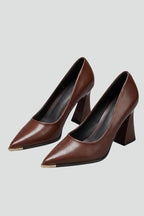Women leather pointed toe slip on flats in smooth leather upper flat rubber sole
