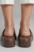 Women open toe platform slippers slip-on with leather-lined interior