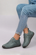 Women leather trainers lace-up front in multiple colours