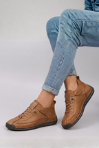 Women leather trainers lace-up front in multiple colours