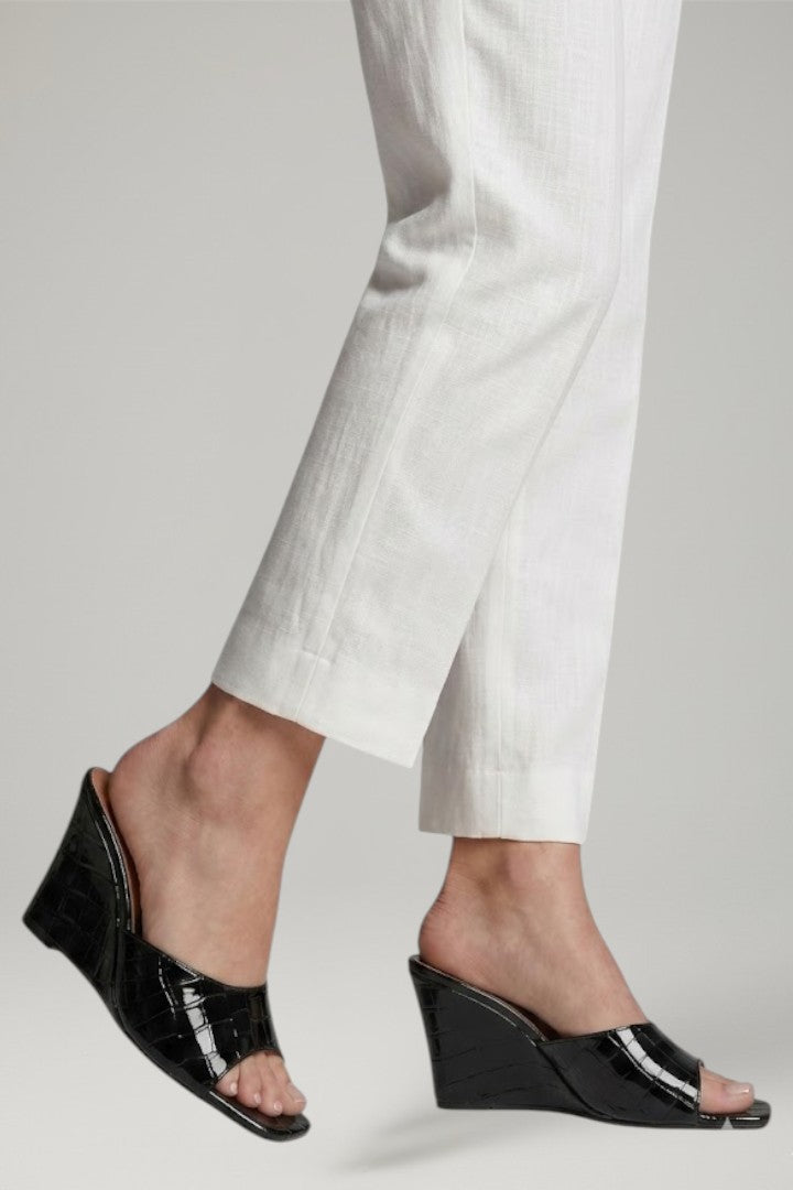Women leather wedge shoes slip-on with cushioned footbed textured upper