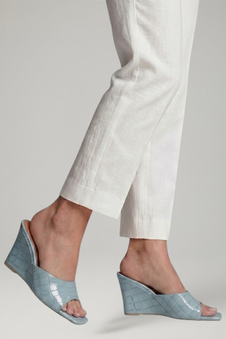 Women leather wedge shoes slip-on with cushioned footbed textured upper