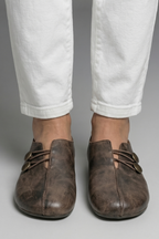 Women suede loafers slip-on flat with elastic loop closure and side cut-out detail
