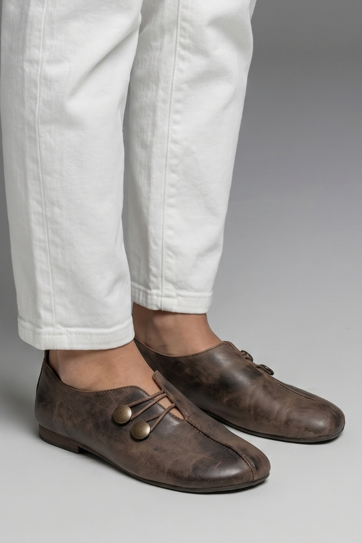 Women suede loafers slip-on flat with elastic loop closure and side cut-out detail