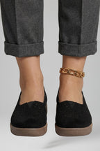 Women leather loafers slip on design with cushioned wedge sole