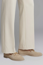 Women flat suede slip-on loafers with metal hardware detail and rubber outsole