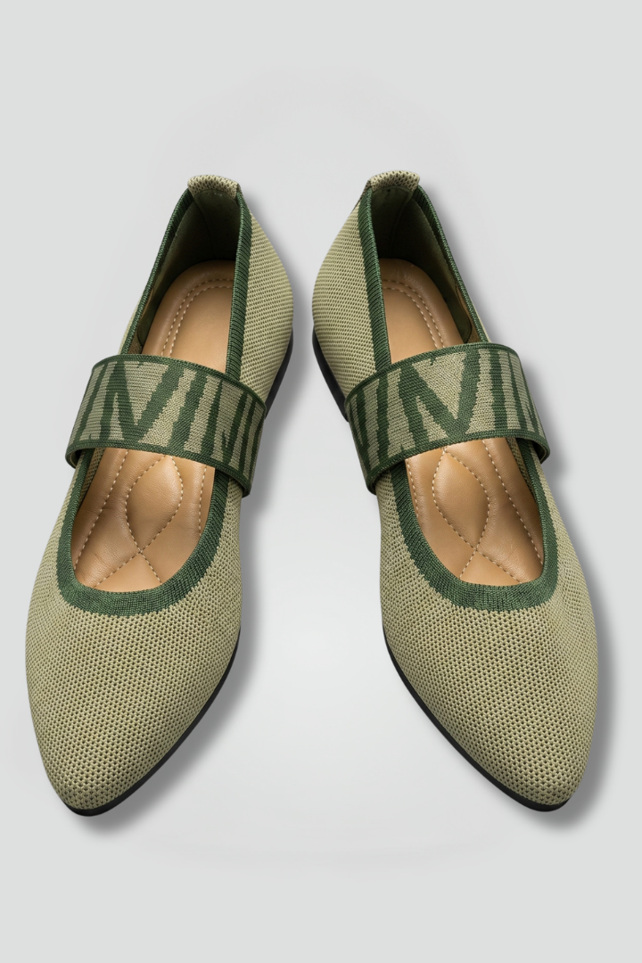 Women knit Mary Jane flat shoes pointed toe slip-on ballet flat