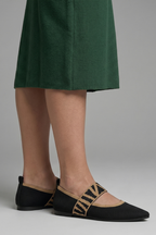Women knit Mary Jane flat shoes pointed toe slip-on ballet flat