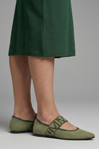 Women knit Mary Jane flat shoes pointed toe slip-on ballet flat