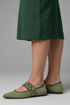 Women knit Mary Jane flat shoes pointed toe slip-on ballet flat