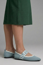 Women knit Mary Jane flat shoes pointed toe slip-on ballet flat