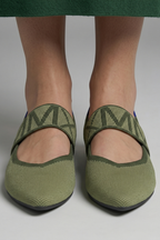 Women knit Mary Jane flat shoes pointed toe slip-on ballet flat