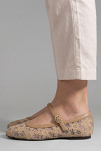 Women's Mary Jane flats with floral lace mesh upper and buckle strap