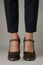 Women Mary Jane platform heels square toe single strap light brown