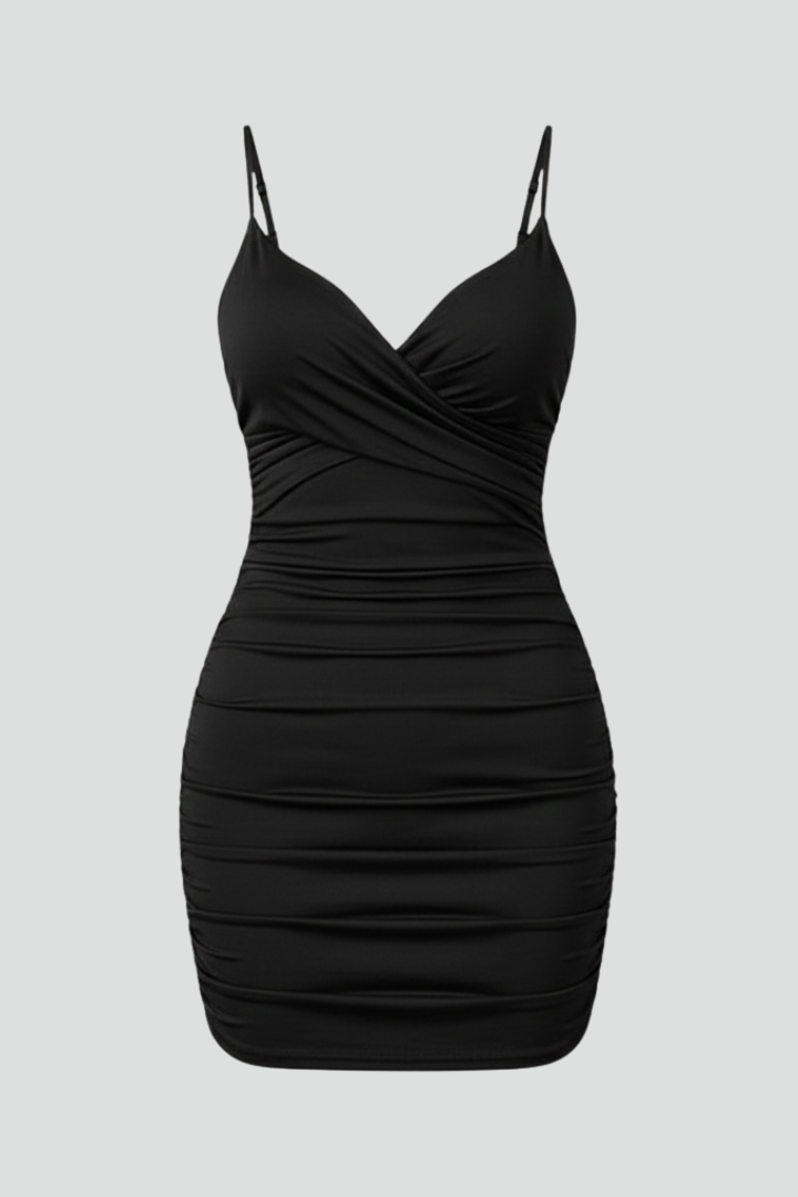 Summer Dress Women Sleeveless Fitted Mini V Neck Thin Straps