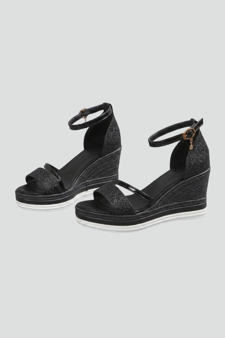 Women's orthopaedic slip-on sandals with cushioned footbed and open toe, low platform sole