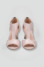 Women's orthopaedic heels with peep toe and cutout side panels, mid heel slip-on style