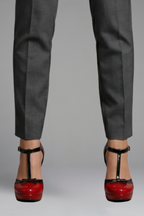 Women's orthopaedic heels with T-strap and platform sole, formal closed round toe