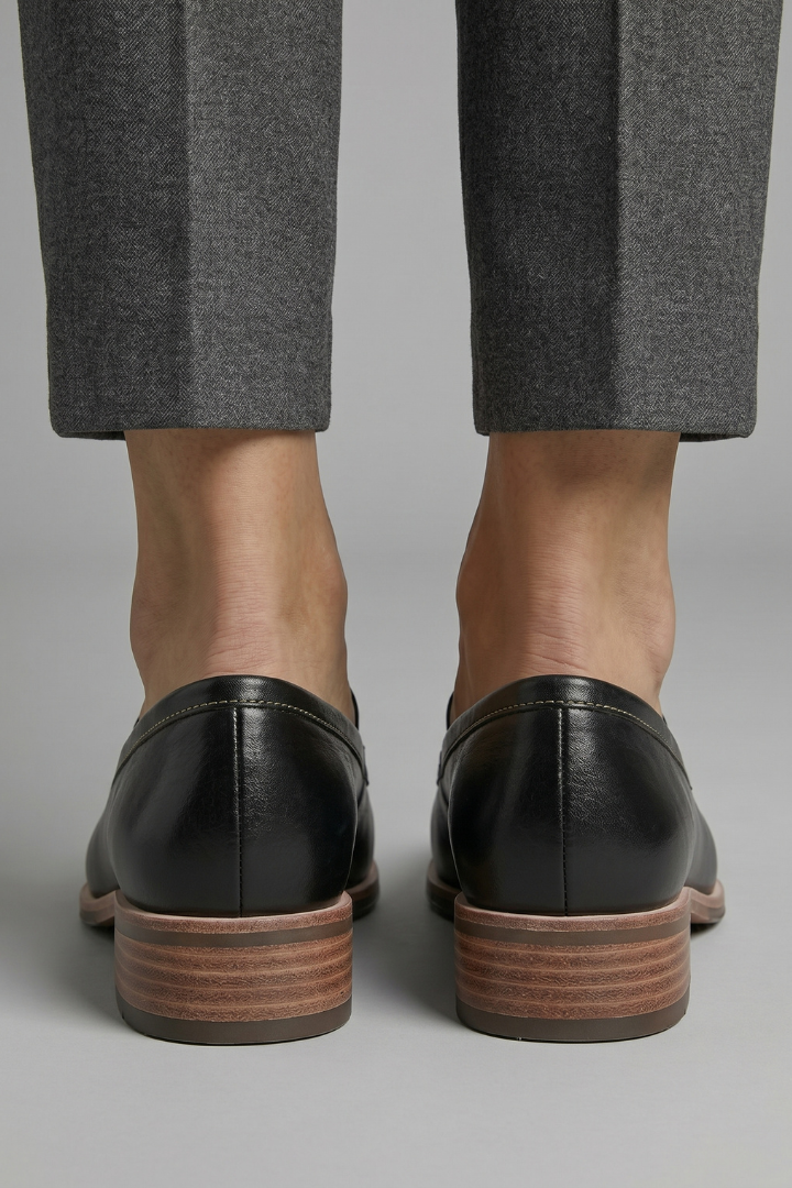 Women orthopaedic loafers slip on pointed toe low heel black
