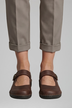 Women's orthopaedic Mary Jane flats with strap closure, rounded toe, flat sole