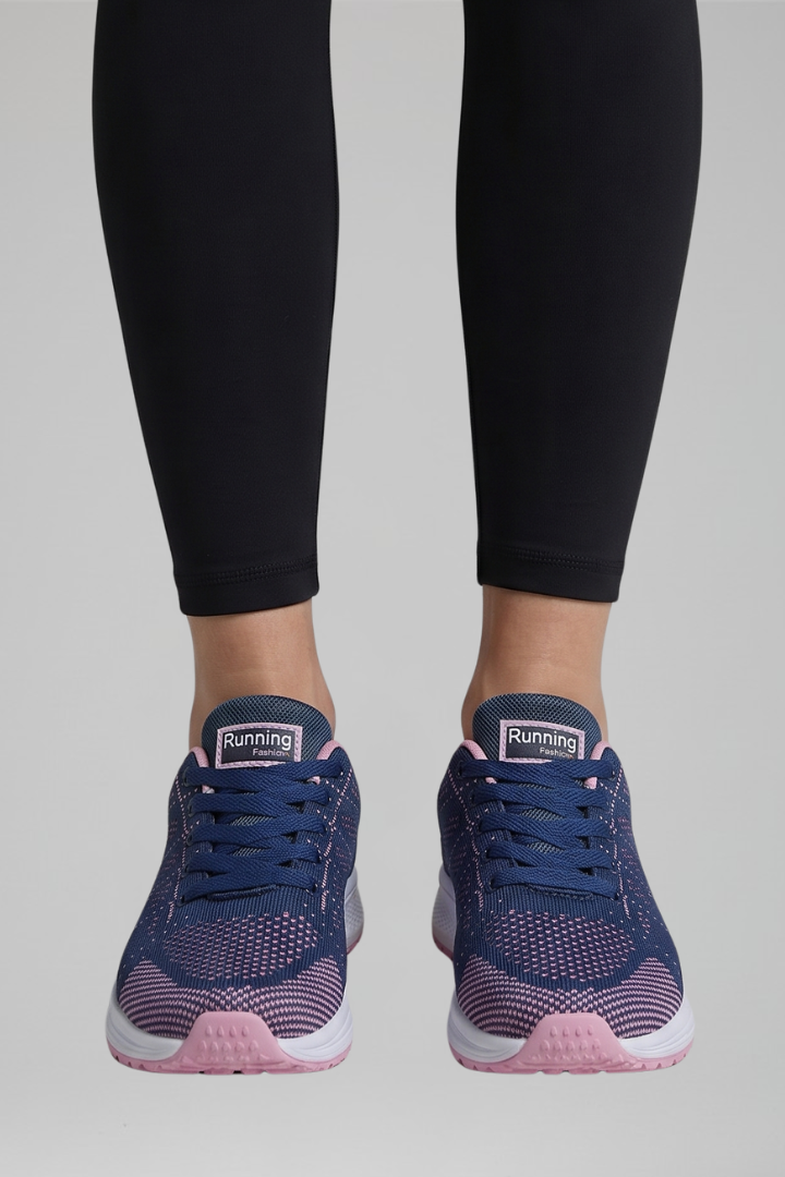 Women's orthopaedic walking shoes knit mesh lace-up cushioned sole low-top