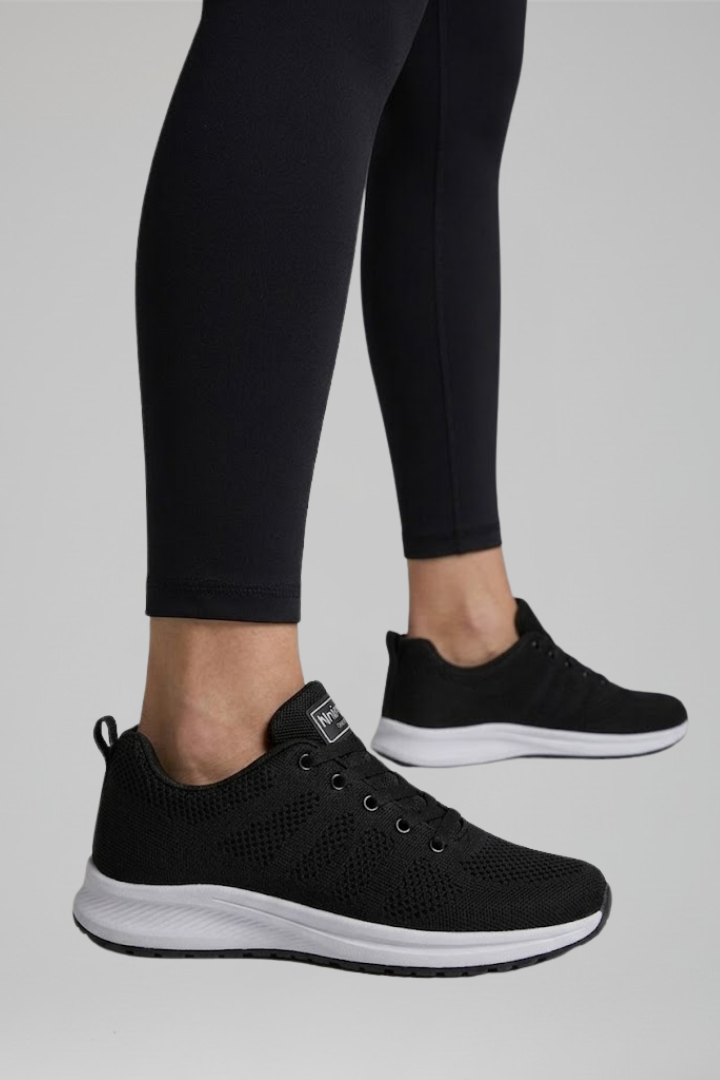 Women's orthopaedic walking shoes knit mesh lace-up cushioned sole low-top