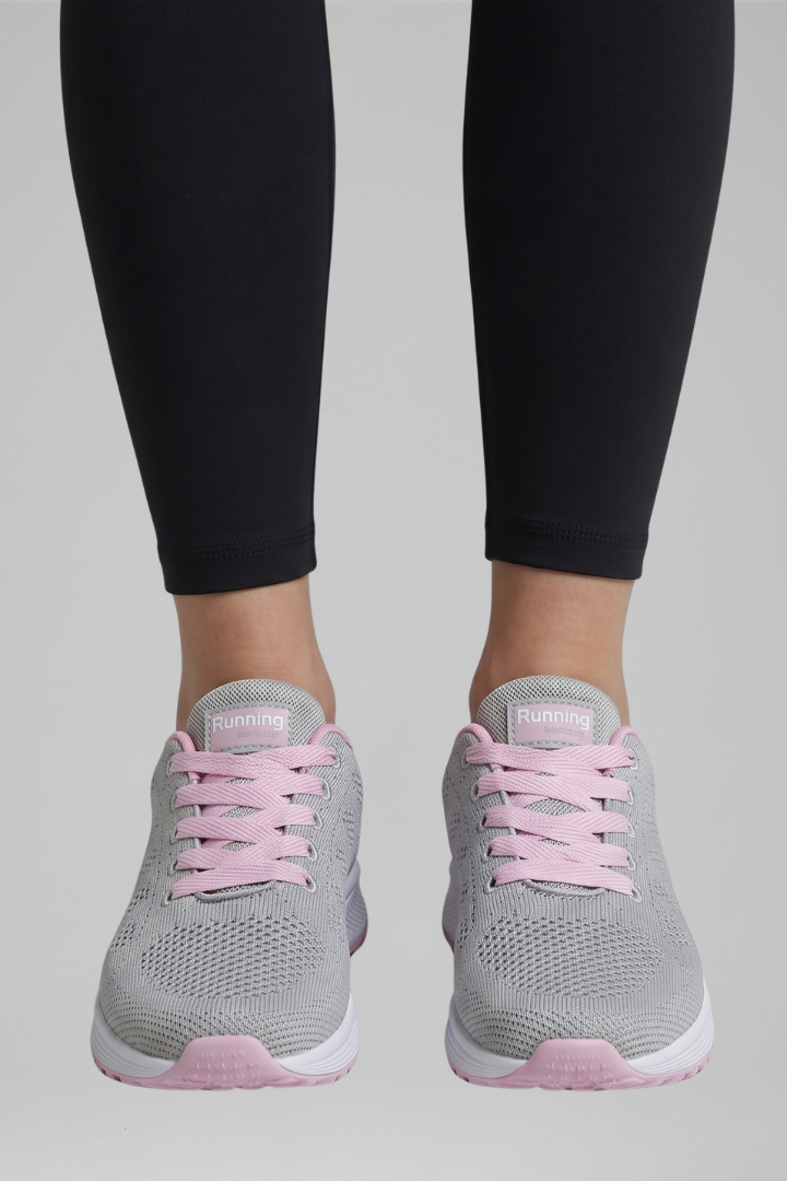 Women's orthopaedic walking shoes knit mesh lace-up cushioned sole low-top