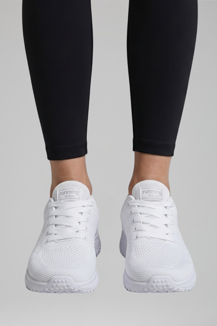 Women's orthopaedic walking shoes knit mesh lace-up cushioned sole low-top