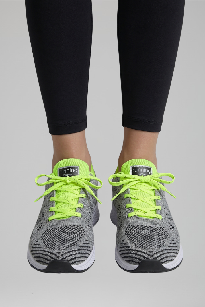 Women's orthopaedic walking shoes knit mesh lace-up cushioned sole low-top