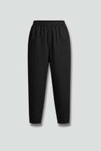 Women's trousers with elastic waist, side pockets and tapered ankle length