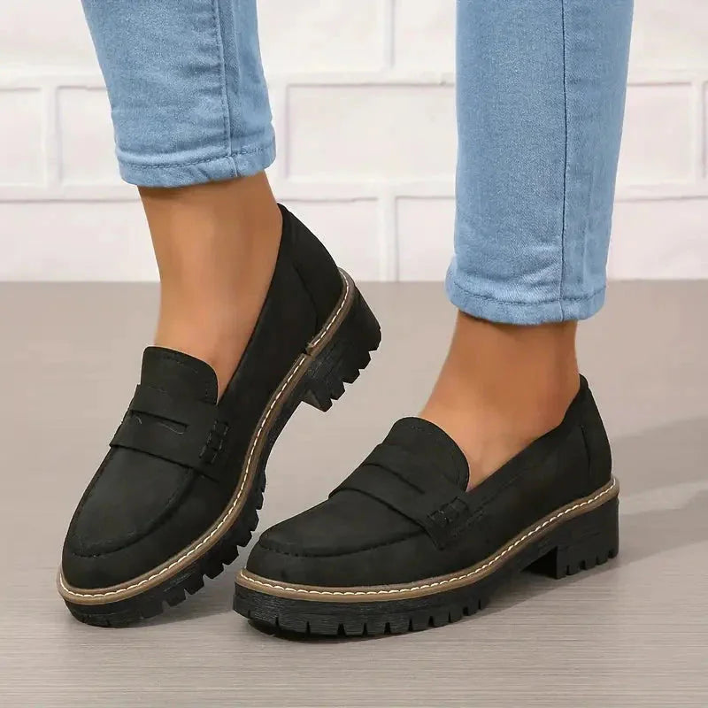 Arch Support Loafers Women Wide Fit Platform Chunky Sole Cushioned