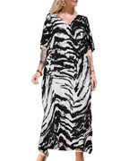 Women's kaftan dress bohemian beach cover-up V-neck maxi wide sleeves
