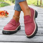 Arch Support Loafers Women Wide Fit Platform Chunky Sole Cushioned