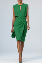 Women's midi dress with keyhole neckline and ruching detail, summer occasion