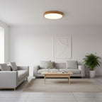Flush mount ceiling light Nordic round wood LED 18W, 30cm diameter