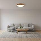 Flush mount ceiling light Nordic round wood LED 18W, 30cm diameter